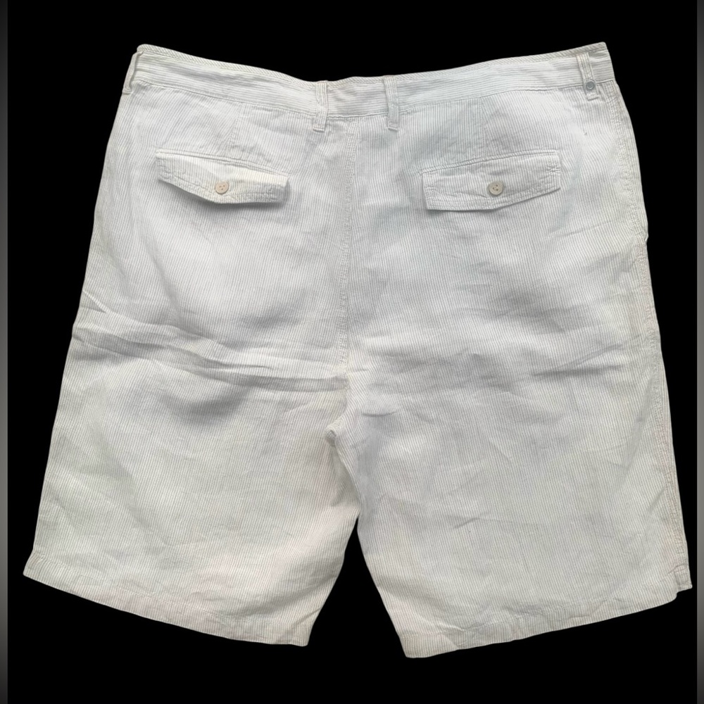 Tommy Bahama Relax Linen Shorts Mens 40 Beige Striped Casual Flat Front 5 Pocket - Picture 3 of 6